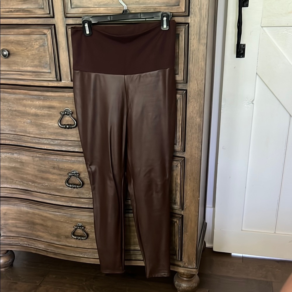 Hatch The Vegan Stretch Leather Legging Women's Brown High-Waisted Pants